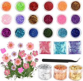img 4 attached to ✨ 47-Piece Resin Craft and Nail Art Kit - Sntieecr Resin Accessories with Glitter, Dried Flowers, Foil Flakes, and Tweezers for DIY Resin Crafting and Nail Decor