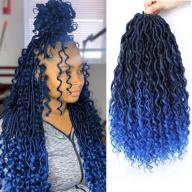 6 packs new goddess locs crochet hair: ombre blue river curls, boho faux locs with curly ends synthetic hair extensions - 18 inch, 6packs t1b/blue logo