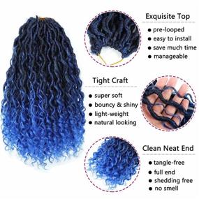 img 2 attached to 6 Packs New Goddess Locs Crochet Hair: Ombre Blue River Curls, Boho Faux Locs with Curly Ends Synthetic Hair Extensions - 18 inch, 6Packs T1B/Blue