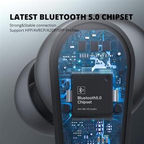 img 3 attached to 🎧 Беспроводные наушники H500: Bluetooth 5.0, глубокие басы, премиум беспотерьные аудио, сенсорный экран, 40 часов воспроизведения, водонепроницаемость IPX8, двойной микрофон, беспроводные наушники для бизнеса/упражнений/работы.