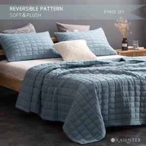 img 1 attached to 🛏️ KASENTEX Quilt-Bedding-Coverlet-Blanket-Set: Ultra Soft, Lightweight, and Machine Washable in Grey Blue with Detailed Stitching – Full/Queen Size with 2 Shams Included