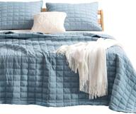 🛏️ kasentex quilt-bedding-coverlet-blanket-set: ultra soft, lightweight, and machine washable in grey blue with detailed stitching – full/queen size with 2 shams included logo