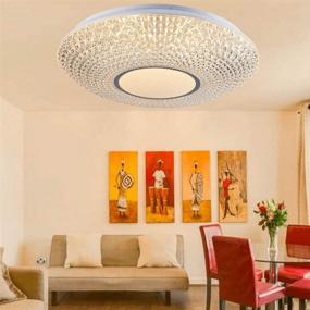 img 3 attached to 💡 Потолочный светильник CORSO Crystal Flush Mount - модернизированный 20-дюймовый светодиодный светильник для спальни, столовой, кухни - диммируемое теплое белое освещение 3000K - высокая яркость 48W 4000Lm.