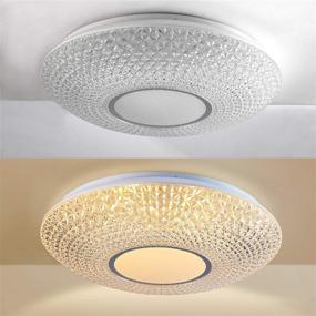 img 2 attached to 💡 Потолочный светильник CORSO Crystal Flush Mount - модернизированный 20-дюймовый светодиодный светильник для спальни, столовой, кухни - диммируемое теплое белое освещение 3000K - высокая яркость 48W 4000Lm.