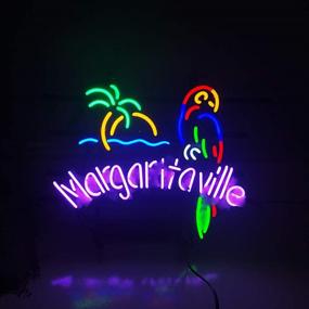 img 4 attached to FINEON Margaritaville Попугай Ручная работа Стеклянная трубка неоновой вывески - 17 дюймов (ширина) х 14 дюймов (высота) для украшения спальни, бара, паба - неоновый свет для подарка