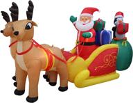 🎅 13ft christmas inflatable santa claus & penguin in sleigh with 2 reindeer, gift & lights - outdoor/indoor party decoration for home garden yard prop logo