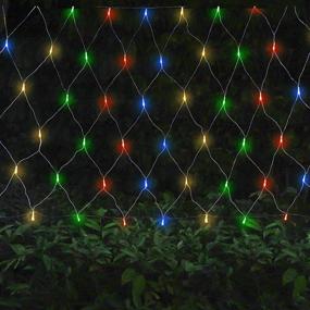 img 4 attached to 🌼 Garden Net String Lights by Oopswow: 192LED Outdoor Backyard Twinkle Decorative Fairy Lights - Waterproof Patio Tree Fence Wall Lawn Window Decor (Multicolor)