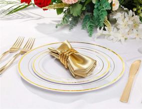 img 2 attached to 100-Piece Gold Rim Plastic Plates by BUCLA - 7.5-inch Gold Disposable Salad/Dessert Plates for Weddings & Parties