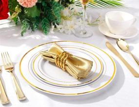 img 1 attached to 100-Piece Gold Rim Plastic Plates by BUCLA - 7.5-inch Gold Disposable Salad/Dessert Plates for Weddings & Parties