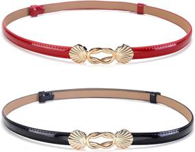 img 4 attached to Fashion Skinny Leather Adjustable Waistband Women's Accessories and Belts