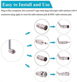 img 3 attached to 📡 Fancasee FM Антенна - Телескопическая 75 Омная Вилка с винтовым мужским разъемом F, с адаптером PAL BNC и разъемом 3,5 мм - AV Стереоприемник, Домашний кинотеатрный усилитель - Внутренняя / наружная радиоантенная система.
