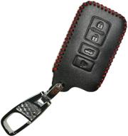 🔑 premium leather smart key fob remote cover for toyota highlander, avalon, camry, corolla, rav4 - ultimate protection for hyq14fba keyless entry logo