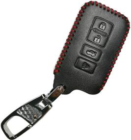 img 4 attached to 🔑 Превосходный чехол для смарт-ключа из натуральной кожи для Toyota Highlander, Avalon, Camry, Corolla, RAV4 - идеальная защита для бесключевого входа HYQ14FBA.