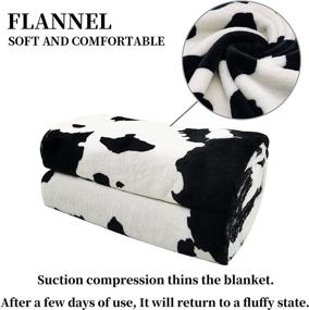 img 1 attached to KING DARE Cow Print Throw Blanket: Cozy, Soft, and Stylish - Perfect for Couch, Car, Travel | Small Black and White Cowhide Fleece Blanket | Lightweight Lap Throw for Kids & Adults (40 x 50 in)