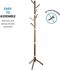 img 2 attached to 🌳 Premium Wood Tree Coat Rack Stand with 6 Hooks - Quick & Tool-Free Assembly - Adjustable Free Standing Coat Rack, Ideal for Hallway/Entryway Clothes Hanger Stand for Suits, Accessories