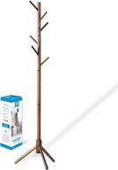 🌳 premium wood tree coat rack stand with 6 hooks - quick & tool-free assembly - adjustable free standing coat rack, ideal for hallway/entryway clothes hanger stand for suits, accessories logo