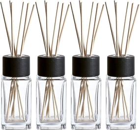 img 4 attached to Optimize Your Space with Clear Glass Diffuser Bottles: Natural Reed Sticks and Black Wood Caps (2X4.7 Inch)