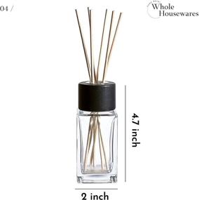 img 1 attached to Optimize Your Space with Clear Glass Diffuser Bottles: Natural Reed Sticks and Black Wood Caps (2X4.7 Inch)