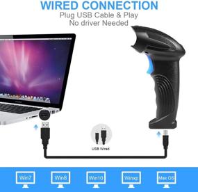 img 2 attached to Turimon Rechargeable Wireless & Wired Handheld Barcode Scanner: USB Quick Laser Barcode Scanner Gun for Library Book, Warehouse Inventory, Store Price Tag