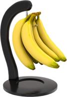 🍌 bamboo banana hanger stand - stylish and durable holder with hook for countertop fruit storage, black логотип