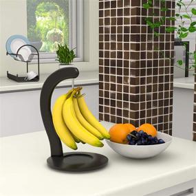 img 3 attached to 🍌 Bamboo Banana Hanger Stand - Stylish and Durable Holder with Hook for Countertop Fruit Storage, Black