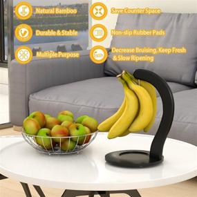 img 2 attached to 🍌 Bamboo Banana Hanger Stand - Stylish and Durable Holder with Hook for Countertop Fruit Storage, Black