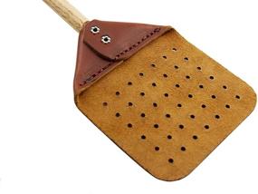 img 2 attached to 🦟 Durable Heavy Duty Leather Fly Swatter with Oak Wooden Handle - 18 inch (1) - A Must-Have for Effective Pest Control