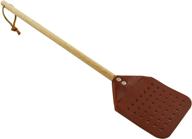 🦟 durable heavy duty leather fly swatter with oak wooden handle - 18 inch (1) - a must-have for effective pest control logo