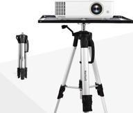 🎥 enhance your outdoor movie experience with nelhalt adjustable projector stand – portable laptop stand and dj equipment holder with mouse tray – height adjustable from 17 to 45.6 inches – silver logo
