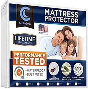 img 4 attached to CushyBeds Premium Mattress Protector: 100% Waterproof, No 🛏️ Crinkling, 10 Year Warranty - Twin Size - Shop Now!