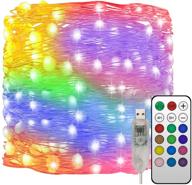 🎃 decute rgb fairy string lights - 100 led 33ft, color changing twinkle christmas lights - usb powered with timer remote control - outdoor decor lights for halloween, bedroom, wedding, dorm - 12 modes логотип