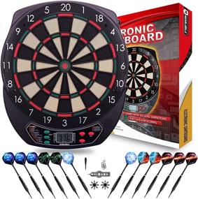 img 4 attached to WIN.MAX Electronic Dartboard Set with LCD Display, Soft Tip Dart Board including 12 Darts, 100 Tips, and Power Adapter