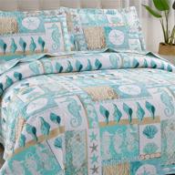 ycosy 3-piece reversible cartoon bedspread set: ocean theme with seahorses, conch shells, and beach elements - king size summer coverlets with pillowcases logo