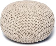 🛋️ stylish and versatile: anji mountain jute pouf, 16-inch diameter, ivory logo