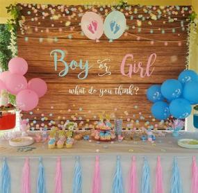 img 3 attached to 🎉 7x5ft Vinyl Wood Floor Gender Reveal Party Banner Backdrops - Mocsicka Boy or Girl Gender Reveal Backdrop Pink or Blue Photography Background