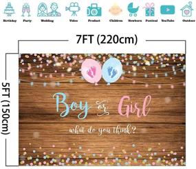 img 2 attached to 🎉 7x5ft Vinyl Wood Floor Gender Reveal Party Banner Backdrops - Mocsicka Boy or Girl Gender Reveal Backdrop Pink or Blue Photography Background