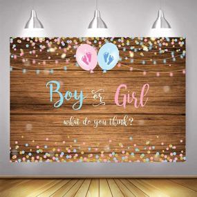 img 1 attached to 🎉 7x5ft Vinyl Wood Floor Gender Reveal Party Banner Backdrops - Mocsicka Boy or Girl Gender Reveal Backdrop Pink or Blue Photography Background