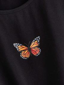 img 2 attached to Romwe Casual Butterfly Sleeve 11 12Y Girls' Clothing for Tops, Tees & Blouses