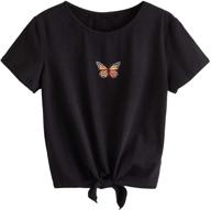 romwe casual butterfly sleeve 11 12y girls' clothing for tops, tees & blouses logo