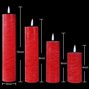 img 3 attached to 🕯️ Duduta Christmas Red Flameless Pillar Candles with Remote - Heights 2", 4", 6", 8", 10" - Flickering Realistic LED Battery Decorative Candles with Real Wax - Pack of 4