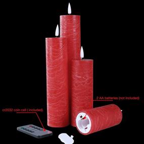 img 2 attached to 🕯️ Duduta Christmas Red Flameless Pillar Candles with Remote - Heights 2", 4", 6", 8", 10" - Flickering Realistic LED Battery Decorative Candles with Real Wax - Pack of 4