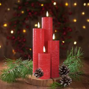 img 1 attached to 🕯️ Duduta Christmas Red Flameless Pillar Candles with Remote - Heights 2", 4", 6", 8", 10" - Flickering Realistic LED Battery Decorative Candles with Real Wax - Pack of 4