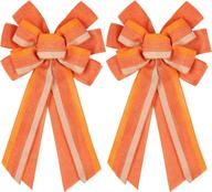 🍁 whaline large fall thanksgiving wreath bow - multilayer orange stripe decor for indoor & outdoor autumn decorations логотип