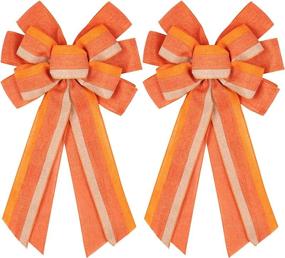 img 4 attached to 🍁 Whaline Large Fall Thanksgiving Wreath Bow - Multilayer Orange Stripe Decor for Indoor & Outdoor Autumn Decorations