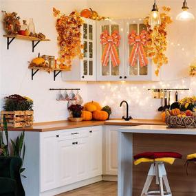 img 1 attached to 🍁 Whaline Large Fall Thanksgiving Wreath Bow - Multilayer Orange Stripe Decor for Indoor & Outdoor Autumn Decorations