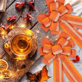 img 2 attached to 🍁 Whaline Large Fall Thanksgiving Wreath Bow - Multilayer Orange Stripe Decor for Indoor & Outdoor Autumn Decorations