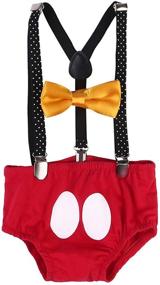 img 4 attached to 👶 Adorable Baby Boys Adjustable Y Back Suspenders with Pre-tied Outfits for Birthday Cake Smash & Bloomers Bowtie Set