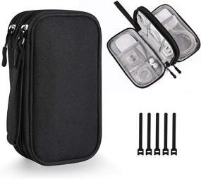 img 4 attached to 📱 Bevegekos Black Tech Organizer Travel Case: Waterproof Small Carrying Tech Kit for Electronics and Accessories