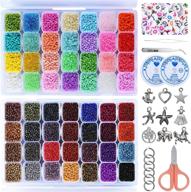 📿 52000pcs bracelet beads for jewelry making kit - 56 colors, 2mm glass seed beads with 450pcs letter beads - diy art and craft set with elastic strings, pendants, needle & tweezer logo