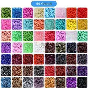 img 2 attached to 📿 52000pcs Bracelet Beads for Jewelry Making Kit - 56 Colors, 2mm Glass Seed Beads with 450pcs Letter Beads - DIY Art and Craft Set with Elastic Strings, Pendants, Needle & Tweezer